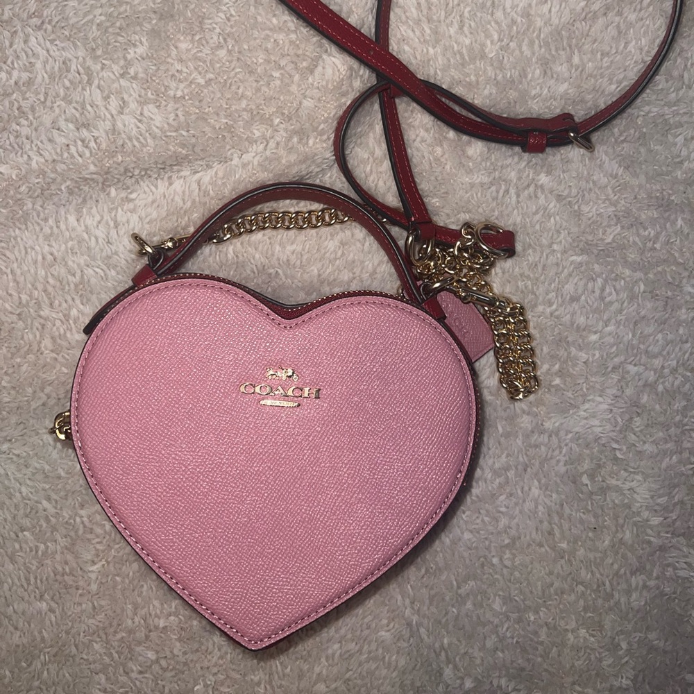 Coach pink heart crossbody bag